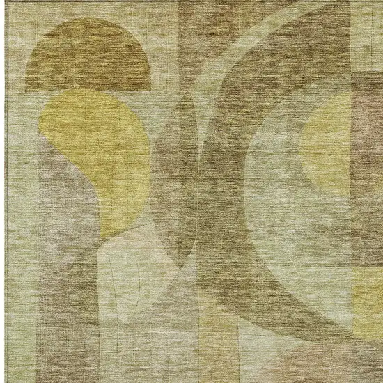 Wheat And Brown Abstract Washable Indoor Outdoor Area Rug Photo 5