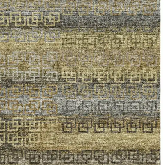 Wheat And Brown Striped Washable Area Rug With UV Protection Photo 7