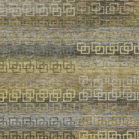 Wheat And Brown Striped Washable Area Rug With UV Protection Photo 3