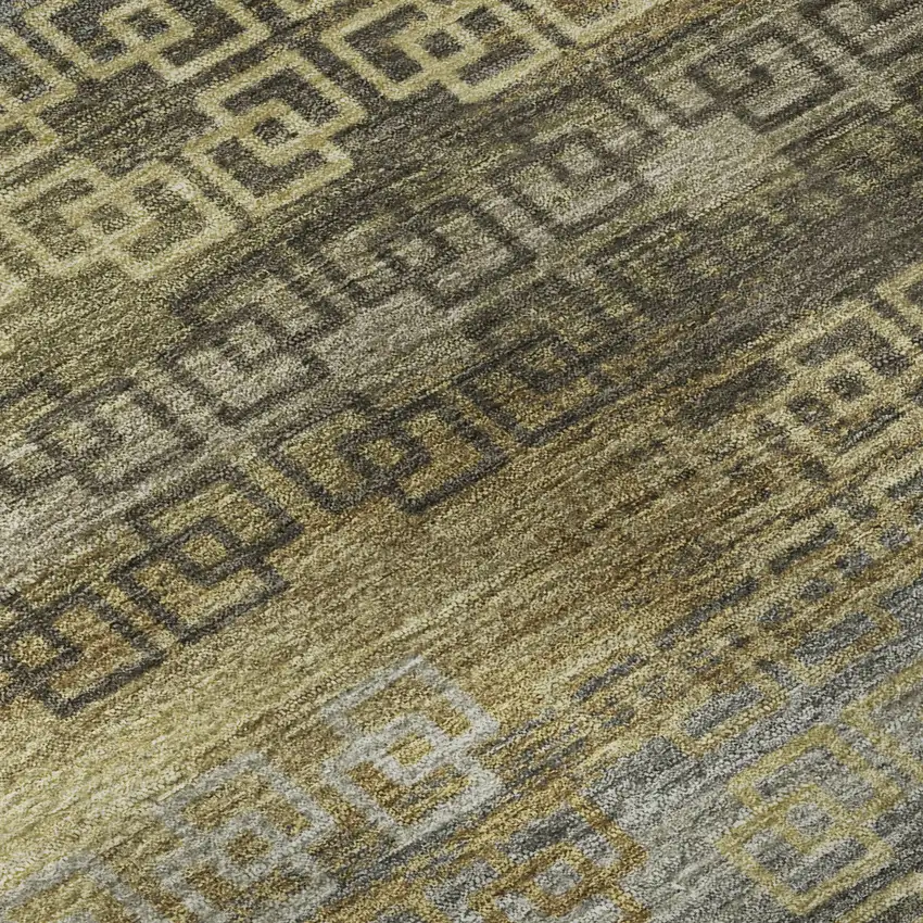 Wheat And Brown Striped Washable Area Rug With UV Protection Photo 9