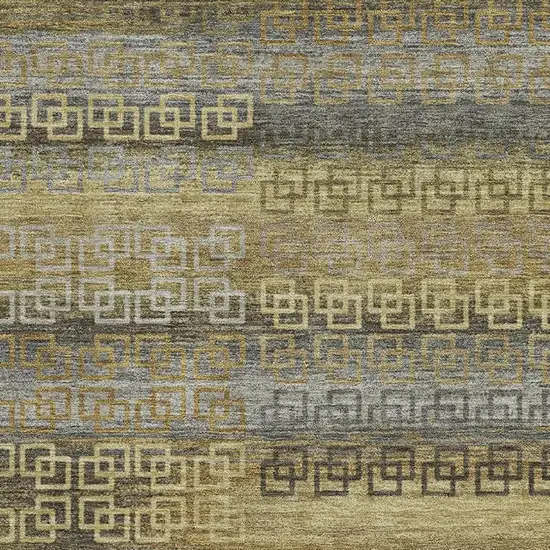 Wheat And Brown Striped Washable Area Rug With UV Protection Photo 3