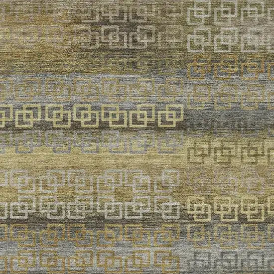 Wheat And Brown Striped Washable Area Rug With UV Protection Photo 7