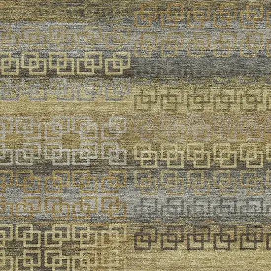 Wheat And Brown Striped Washable Area Rug With UV Protection Photo 3