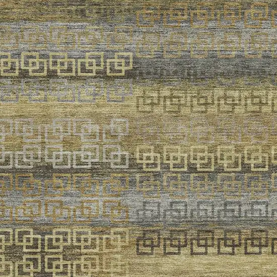 Wheat And Brown Striped Washable Area Rug With UV Protection Photo 7