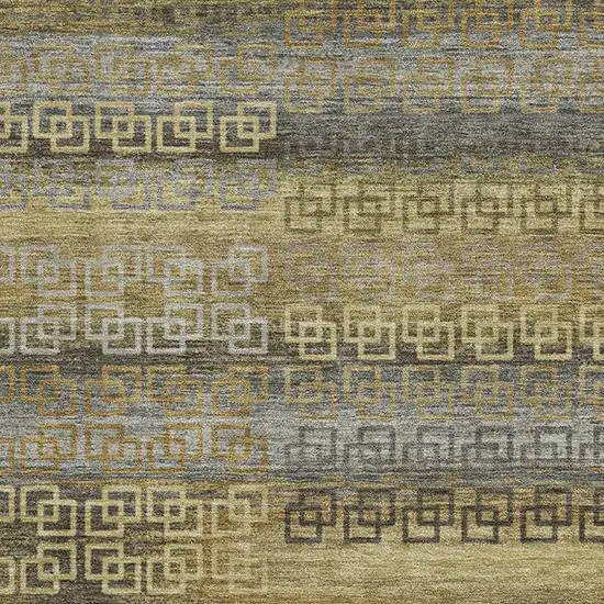 Wheat And Brown Striped Washable Area Rug With UV Protection Photo 3