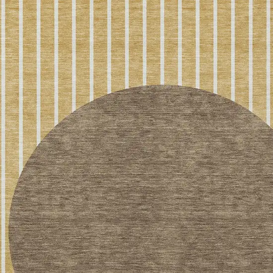 Wheat And Brown Striped Washable Indoor Outdoor Area Rug Photo 5