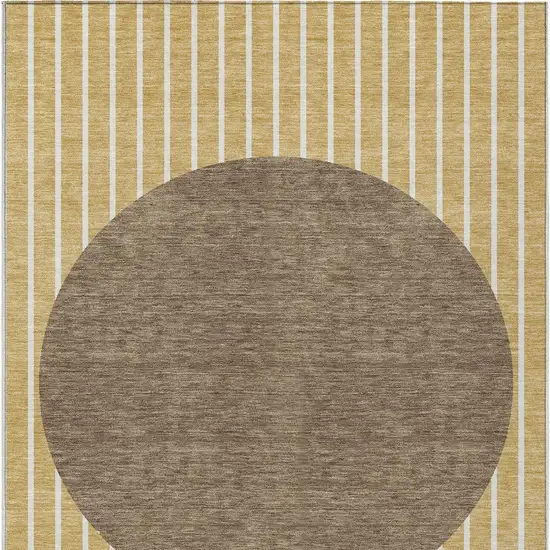 Wheat And Brown Striped Washable Indoor Outdoor Area Rug Photo 6