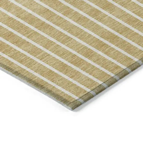 Wheat And Brown Striped Washable Indoor Outdoor Area Rug Photo 4