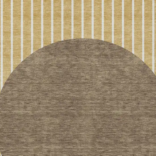 Wheat And Brown Striped Washable Indoor Outdoor Area Rug Photo 5