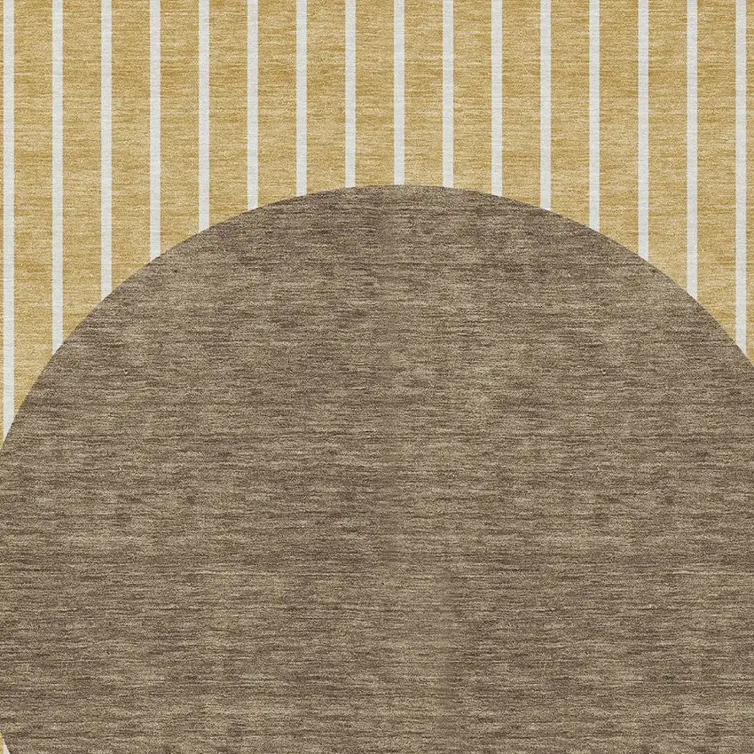 Wheat And Brown Striped Washable Indoor Outdoor Area Rug Photo 5