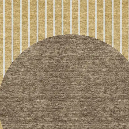 Wheat And Brown Striped Washable Indoor Outdoor Area Rug Photo 5