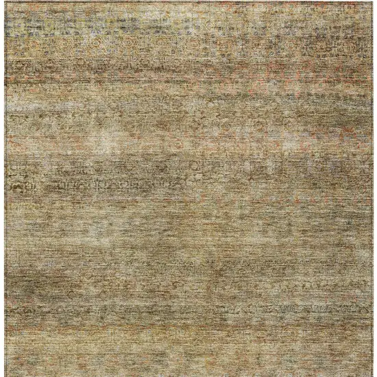 Wheat And Brown Striped Washable Indoor Outdoor Area Rug Photo 7