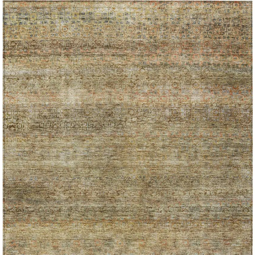 Wheat And Brown Striped Washable Indoor Outdoor Area Rug Photo 7