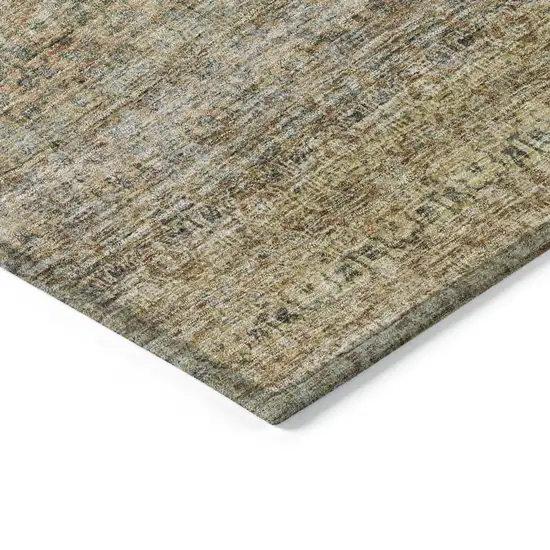 Wheat And Brown Striped Washable Indoor Outdoor Area Rug Photo 5