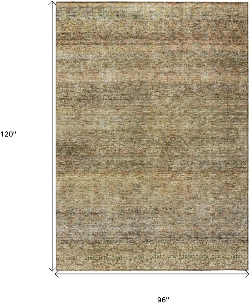Wheat And Brown Striped Washable Indoor Outdoor Area Rug Photo 3