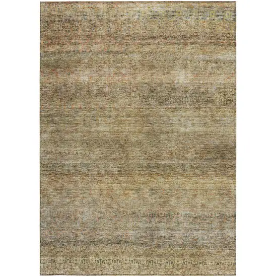 Wheat And Brown Striped Washable Indoor Outdoor Area Rug Photo 7