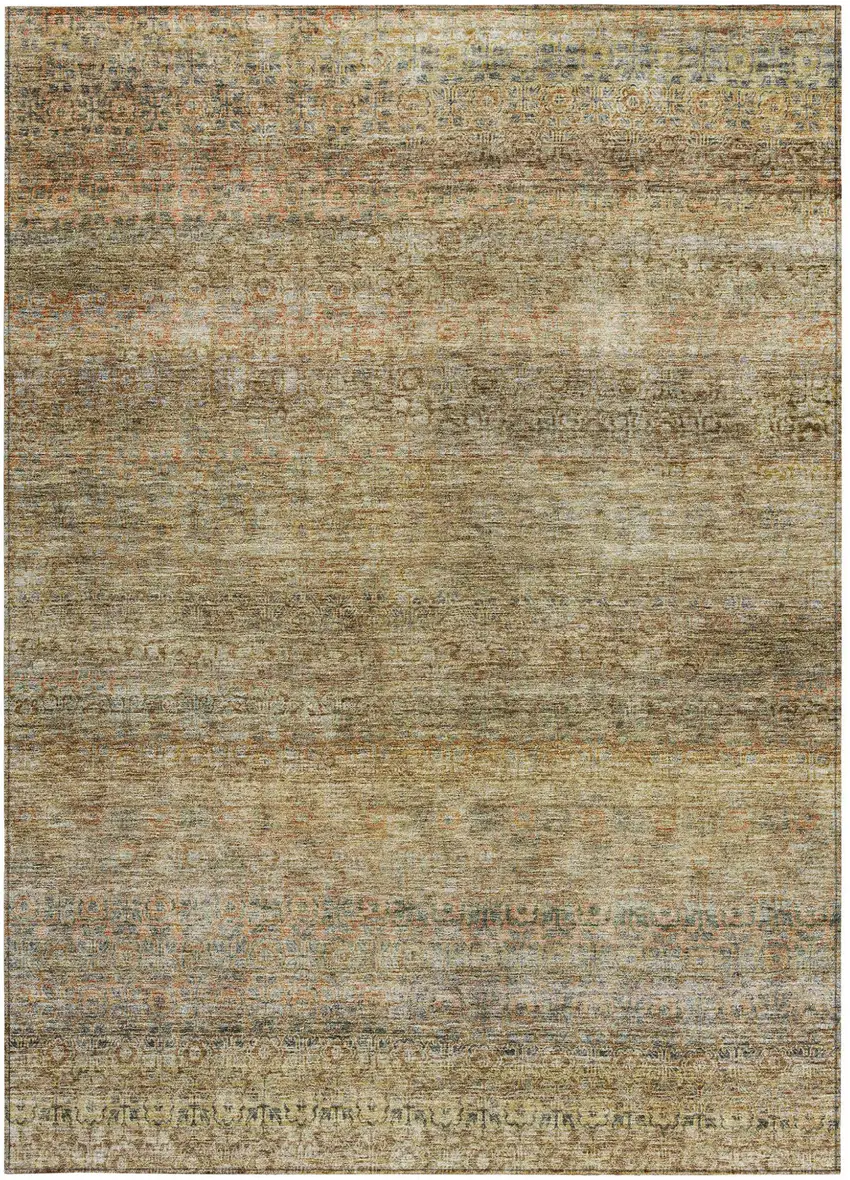 Wheat And Brown Striped Washable Indoor Outdoor Area Rug Photo 7