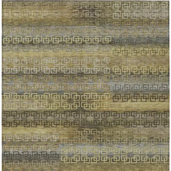 Wheat And Brown Striped Washable Indoor Outdoor Area Rug Photo 4
