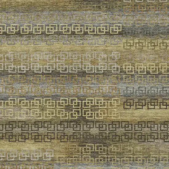 Wheat And Brown Striped Washable Indoor Outdoor Area Rug Photo 3