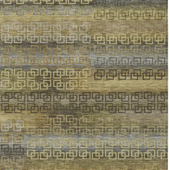 Wheat And Brown Striped Washable Indoor Outdoor Area Rug Photo 4