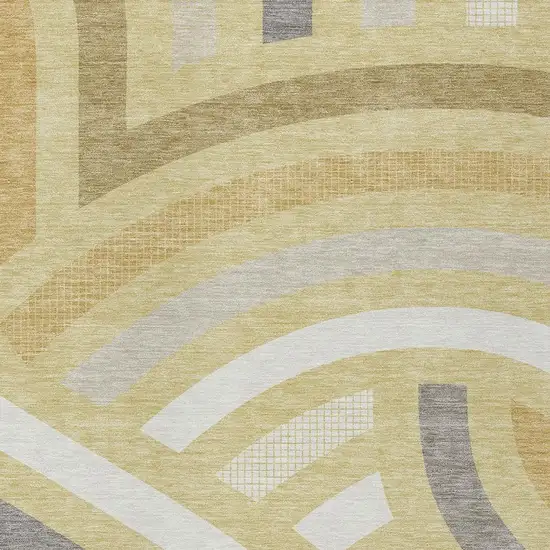 Wheat And Gold Abstract Washable Indoor Outdoor Area Rug Photo 2