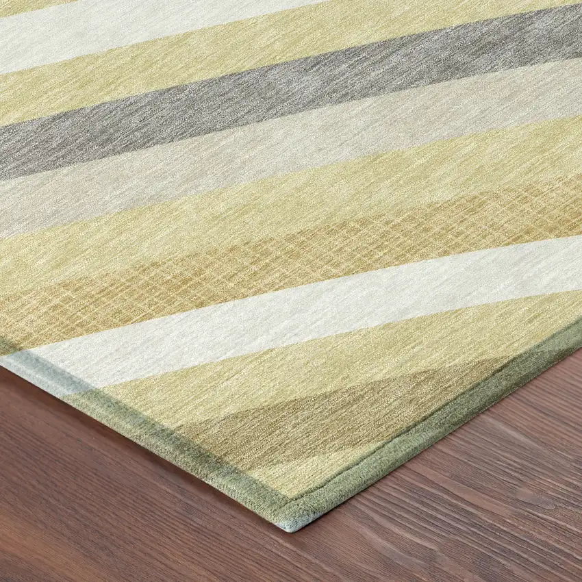 Wheat And Gold Abstract Washable Indoor Outdoor Area Rug Photo 8