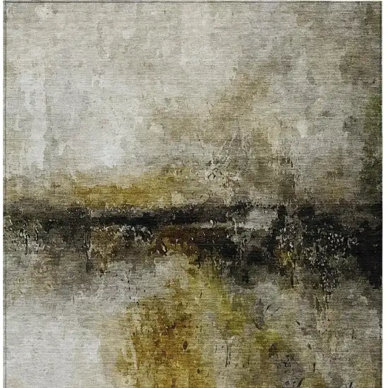 Wheat And Gold Abstract Washable Indoor Outdoor Area Rug Photo 4
