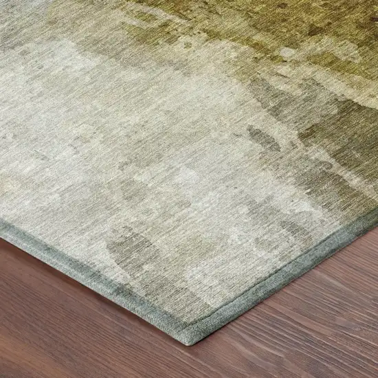 Wheat And Gold Abstract Washable Indoor Outdoor Area Rug Photo 5