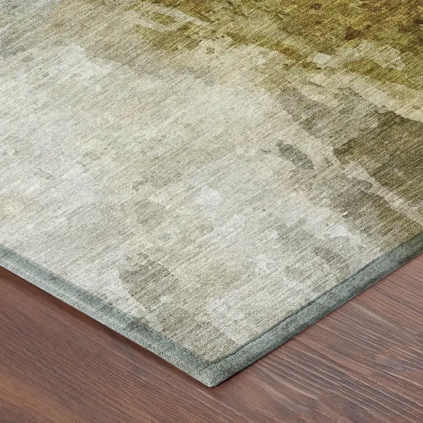 Wheat And Gold Abstract Washable Indoor Outdoor Area Rug Photo 5