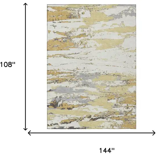 Wheat And Gold Abstract Washable Indoor Outdoor Area Rug Photo 5