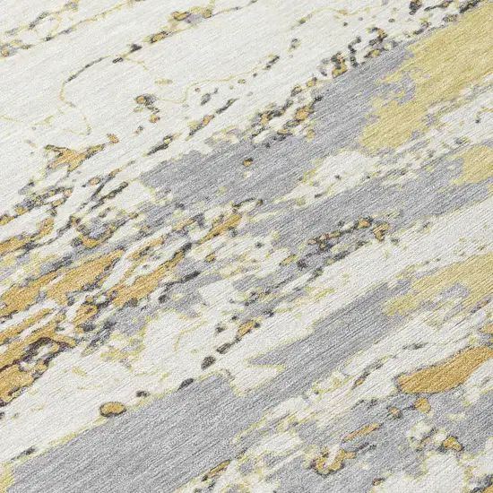 Wheat And Gold Abstract Washable Indoor Outdoor Area Rug Photo 4