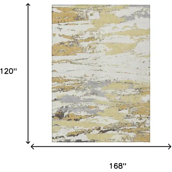 Wheat And Gold Abstract Washable Indoor Outdoor Area Rug Photo 5