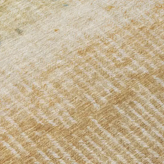 Wheat And Gold Abstract Washable Indoor Outdoor Area Rug Photo 4