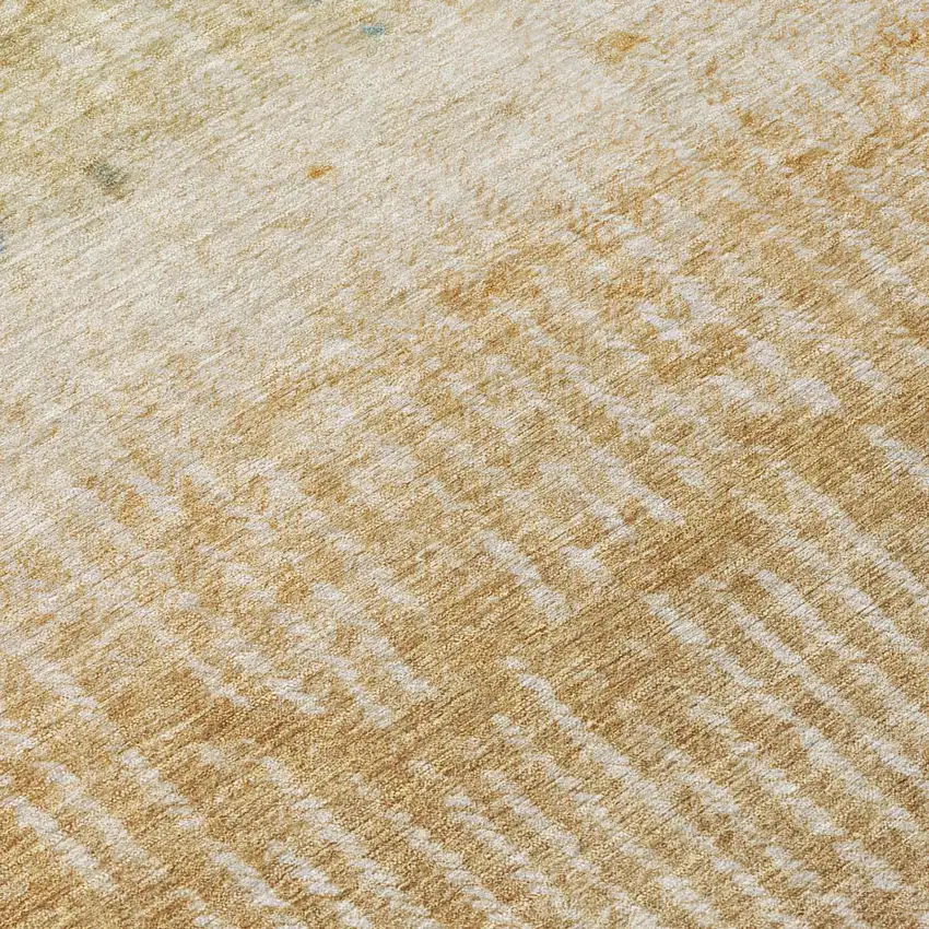 Wheat And Gold Abstract Washable Indoor Outdoor Area Rug Photo 4