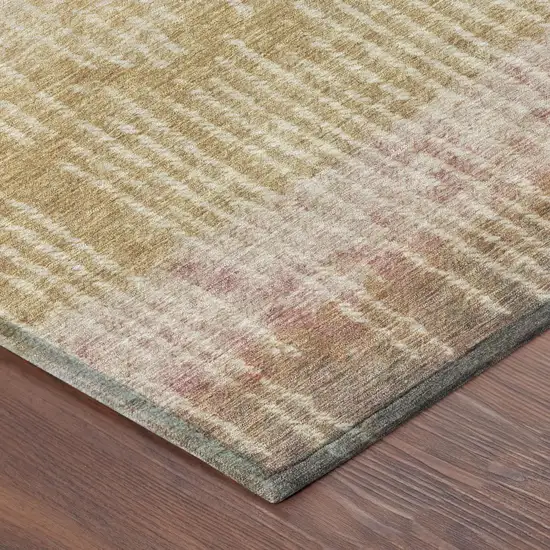 Wheat And Gold Abstract Washable Indoor Outdoor Area Rug Photo 3