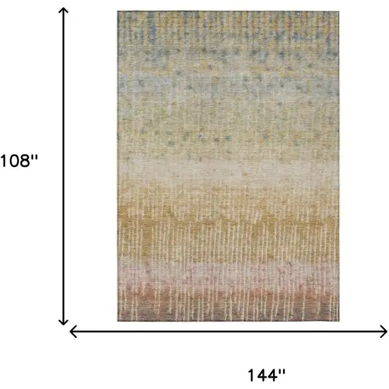 Wheat And Gold Abstract Washable Indoor Outdoor Area Rug Photo 5