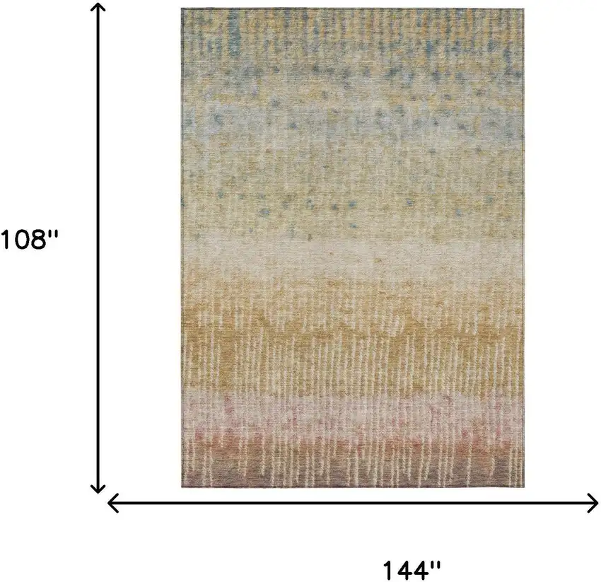 Wheat And Gold Abstract Washable Indoor Outdoor Area Rug Photo 5