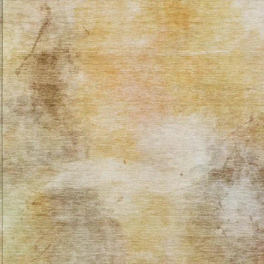 Wheat And Gold Abstract Washable Indoor Outdoor Area Rug Photo 7
