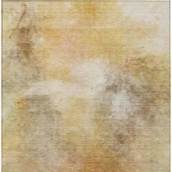 Wheat And Gold Abstract Washable Indoor Outdoor Area Rug Photo 6