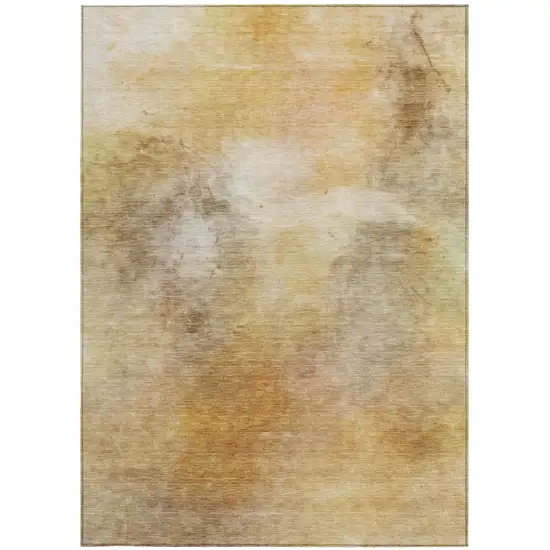 Wheat And Gold Abstract Washable Indoor Outdoor Area Rug Photo 2