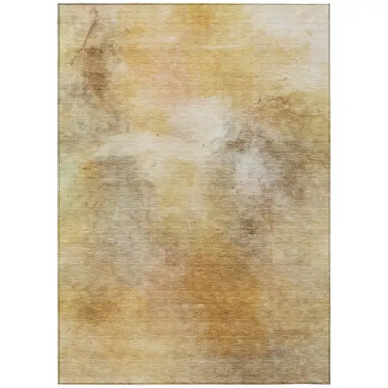 Wheat And Gold Abstract Washable Indoor Outdoor Area Rug Photo 3