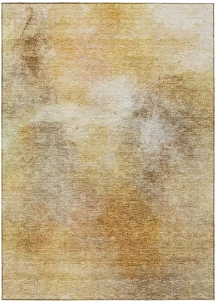 Wheat And Gold Abstract Washable Indoor Outdoor Area Rug Photo 3