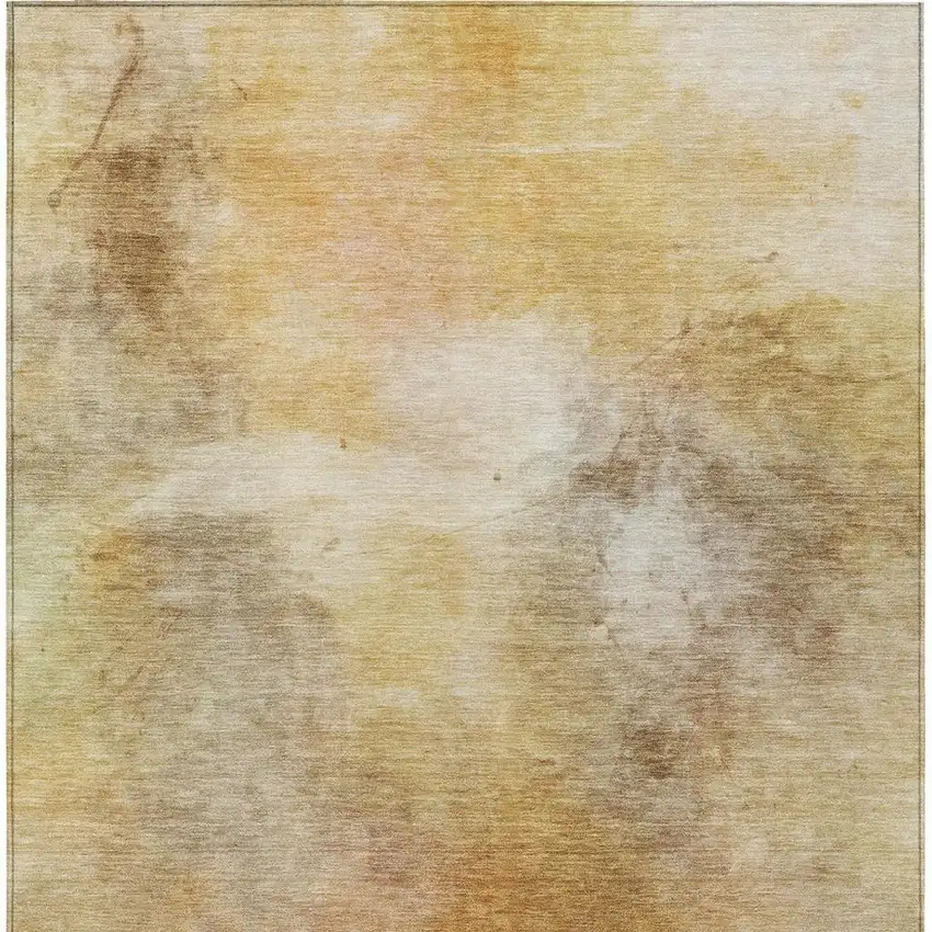 Wheat And Gold Abstract Washable Indoor Outdoor Area Rug Photo 9