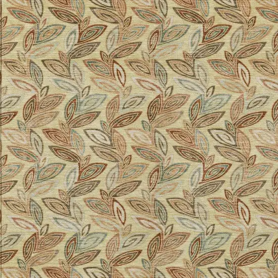 Wheat And Gold Botanical Leaves Washable Indoor Outdoor Area Rug Photo 3