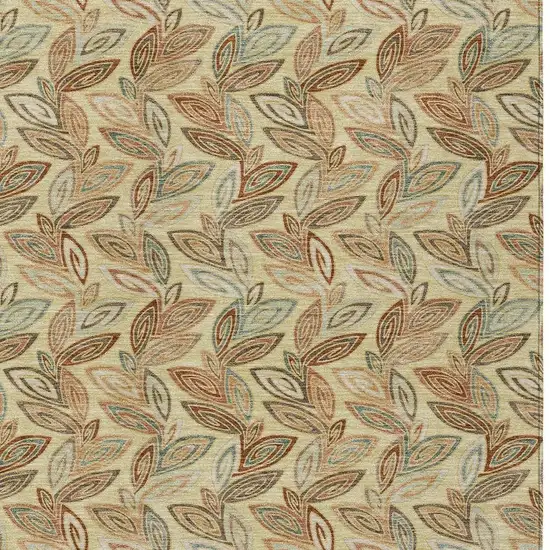 Wheat And Gold Botanical Leaves Washable Indoor Outdoor Area Rug Photo 3