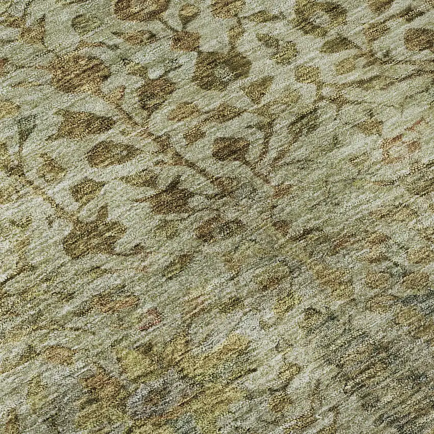 Wheat And Gold Floral Vines Washable Area Rug With UV Protection Photo 7