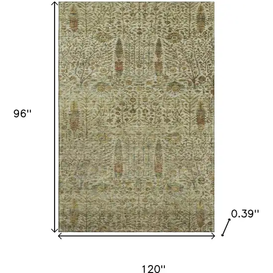 Wheat And Gold Floral Vines Washable Area Rug With UV Protection Photo 9