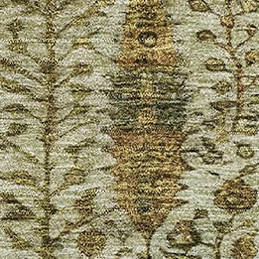 Wheat And Gold Floral Vines Washable Area Rug With UV Protection Photo 3