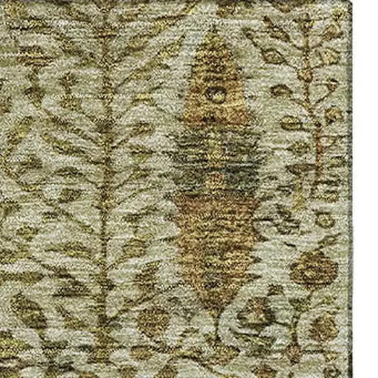 Wheat And Gold Floral Vines Washable Area Rug With UV Protection Photo 3