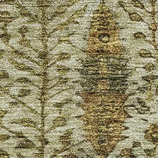 Wheat And Gold Floral Vines Washable Area Rug With UV Protection Photo 3